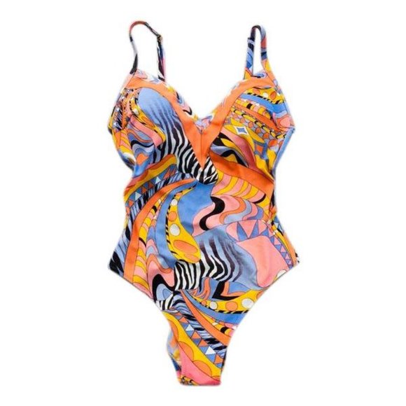 Vintage Other - Trippy Swimsuit 70s 80s Mod psychedelic festival